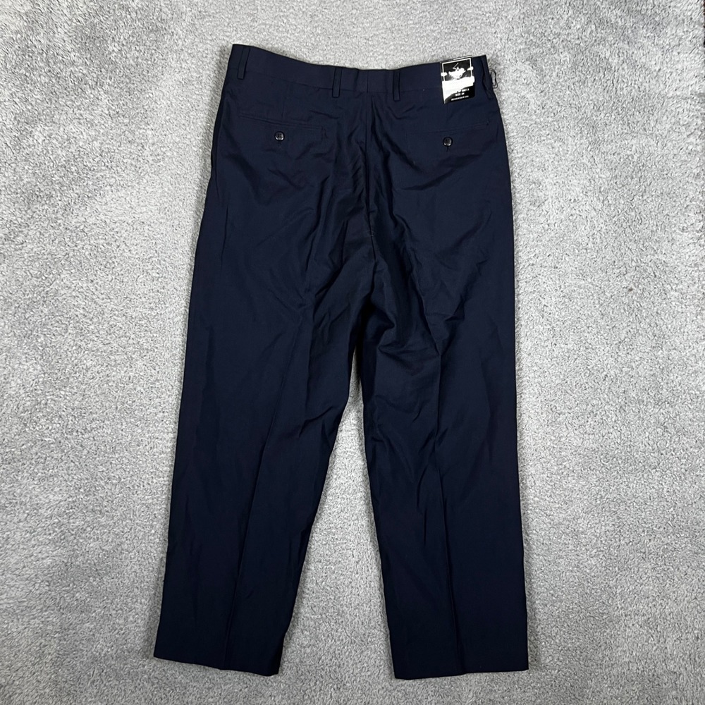 Beverly Hills Polo Club Dress Pants Mens fits 34x27 Navy Blue A Flat Front NEW - Picture 8 of 11